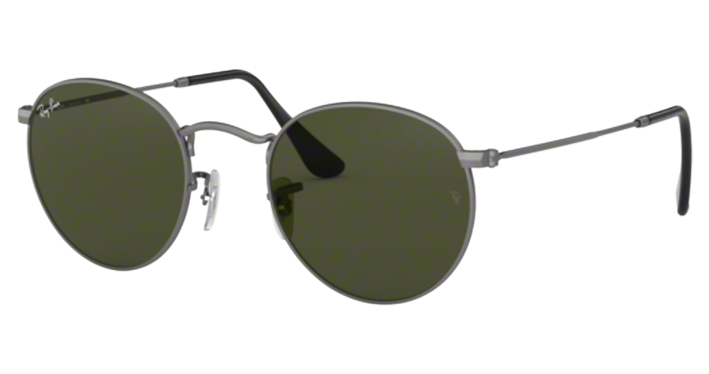 Ray-Ban RB3447 ROUND METAL aviator sunglasses in Matte Gunmetal/G 15 Green