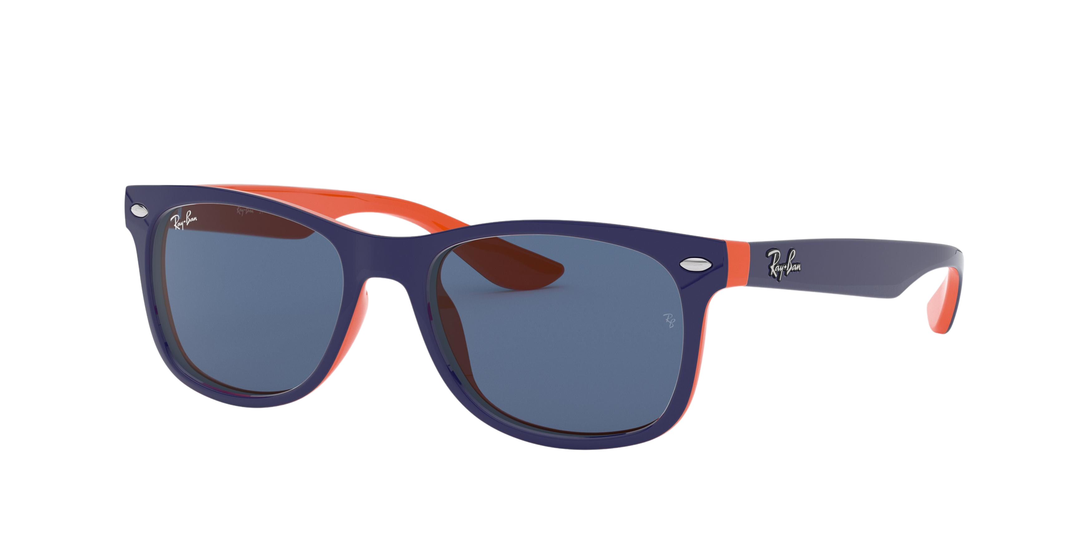 Ray-Ban RJ9052SF square sunglasses in Top Blue on Orange