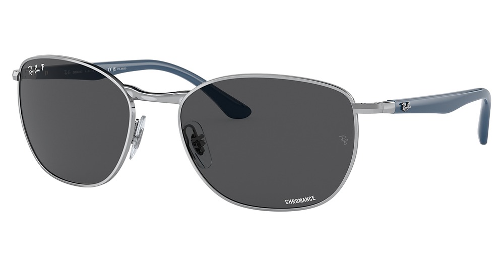 Ray-Ban RB3702 round sunglasses in Silver/Polarized Grey