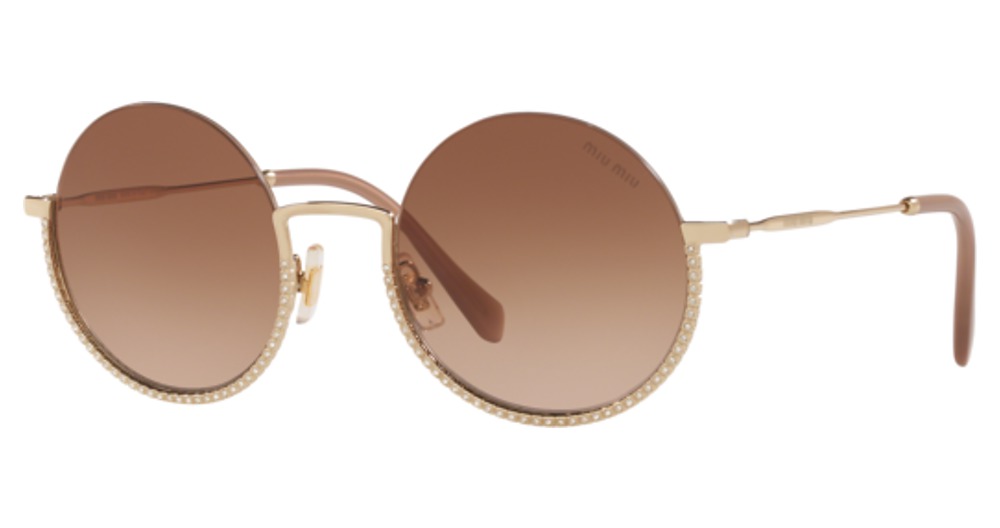Miu Miu MU 69US round sunglasses in Pale Gold/Brown Gradient