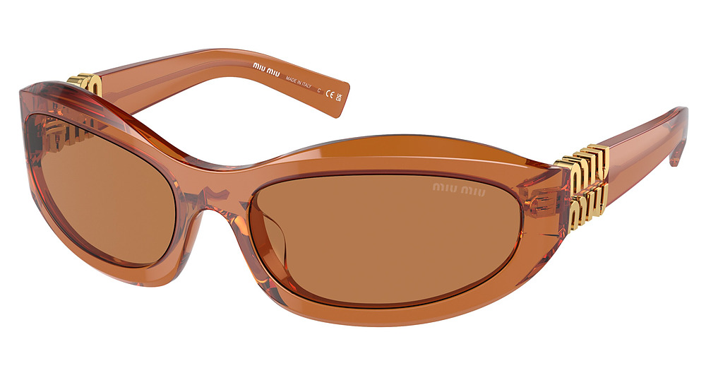 Miu Miu MU 14ZS rectangle sunglasses in Caramel Trasparent/Brown