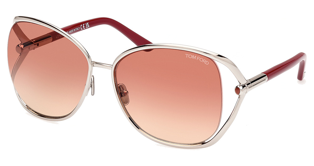 Tom Ford FT1091 round sunglasses in Shiny Palladium/Gradient Bordeaux