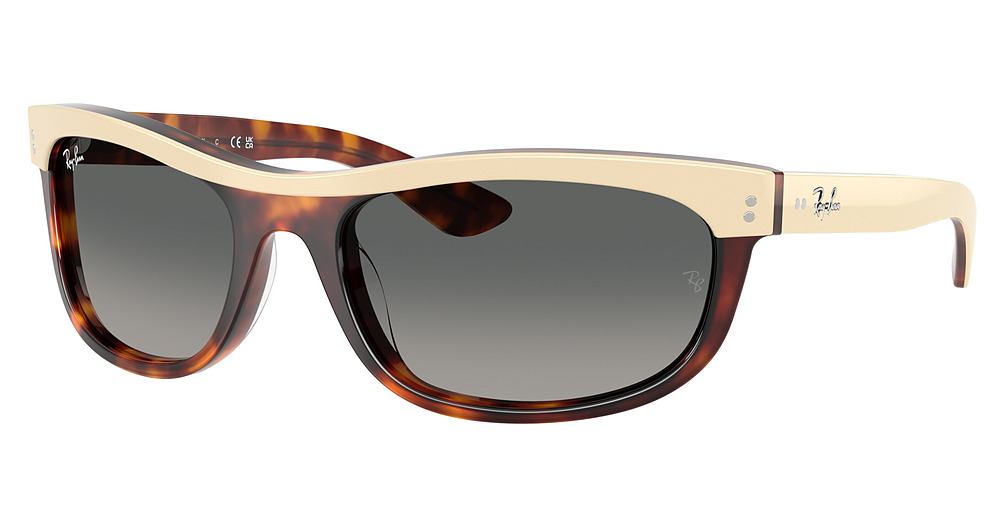 Ray-Ban RB2489 BALORAMA round sunglasses in Beige on Havana/Gradient Grey