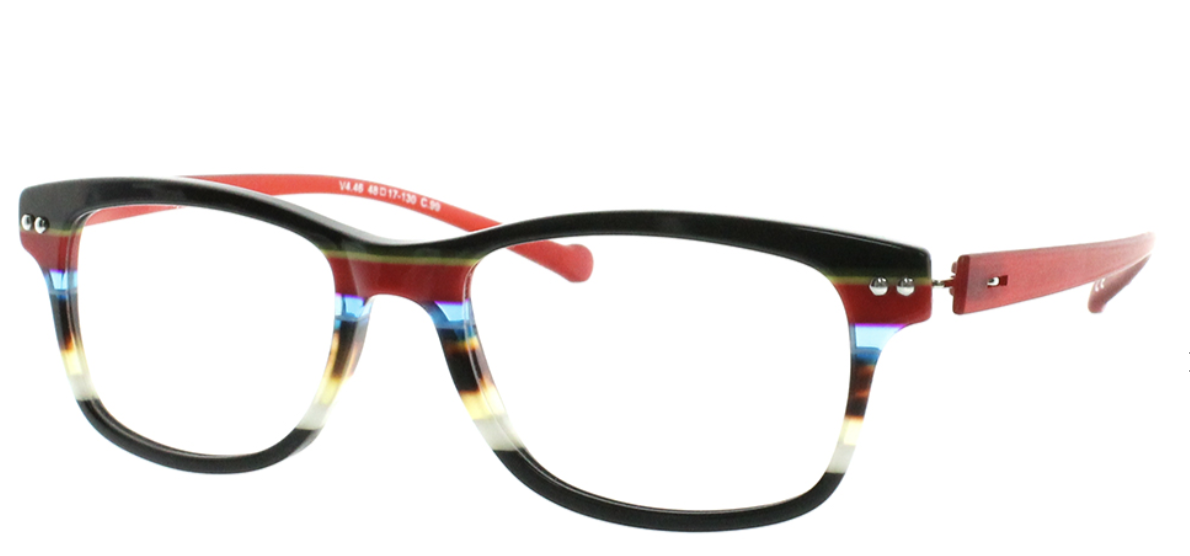iGreen V-4.46 square eyeglasses in Multilayer Black/Striped Red