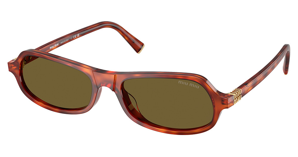Miu Miu MU B10SU rectangle sunglasses in Havana Cognac/Dark Brown