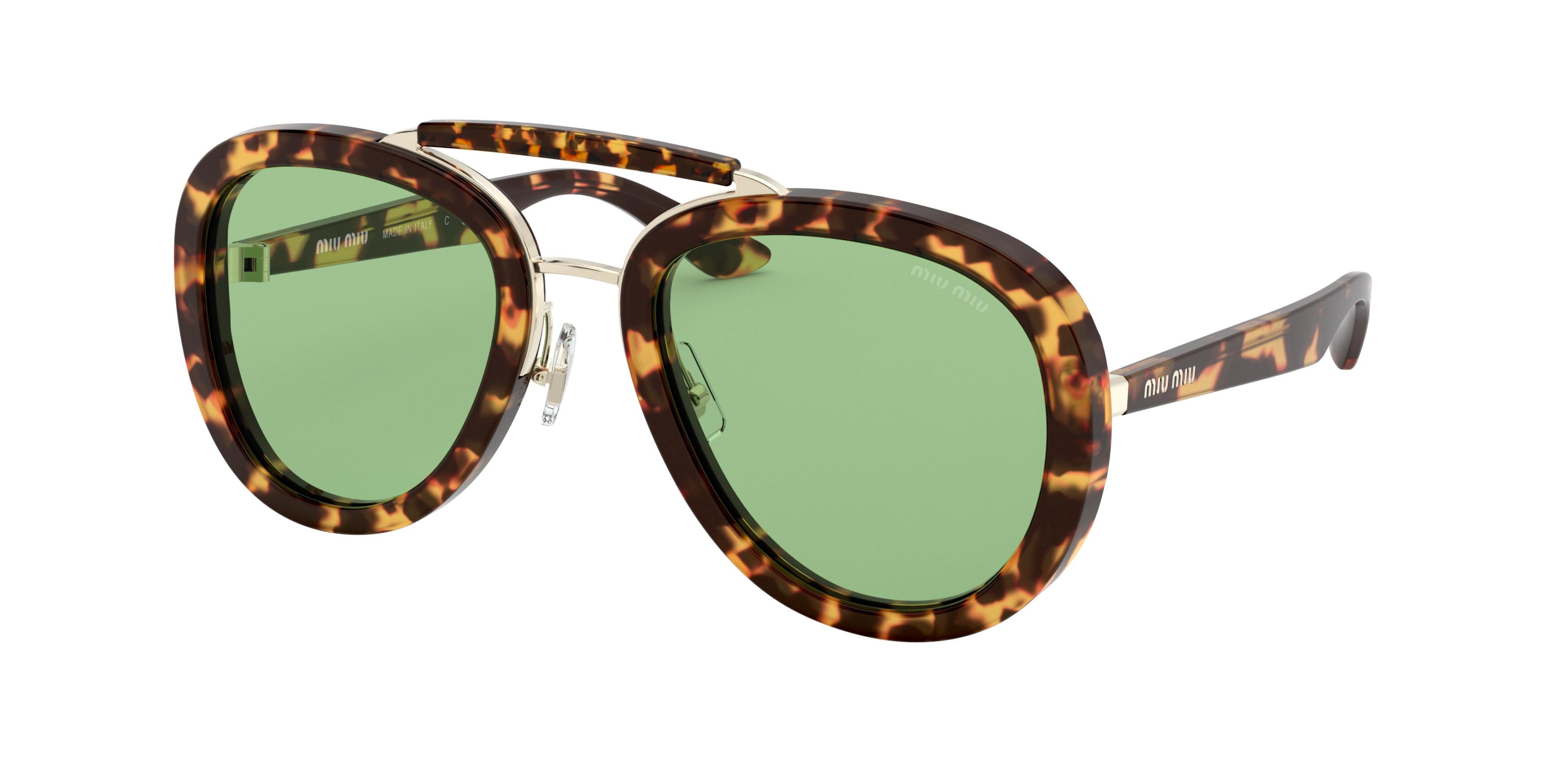 Miu Miu MU 05VS round sunglasses in Light Havana