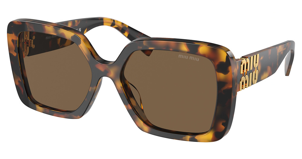Miu Miu MU 10YS square sunglasses in Honey Havana/Dark Brown