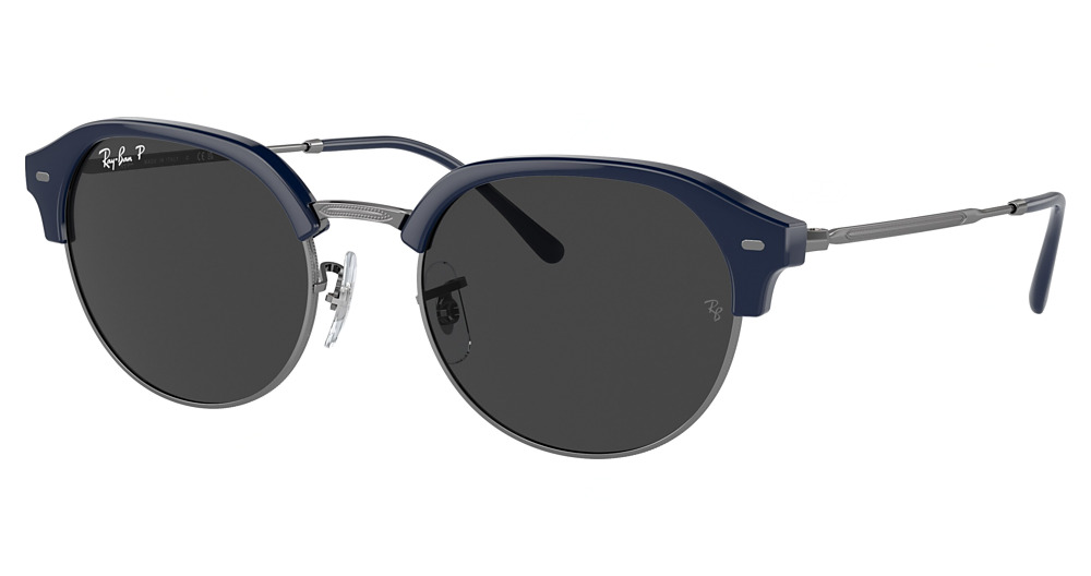 Ray-Ban RB4429 round sunglasses in Blue on Gunmetal/Polarized Black