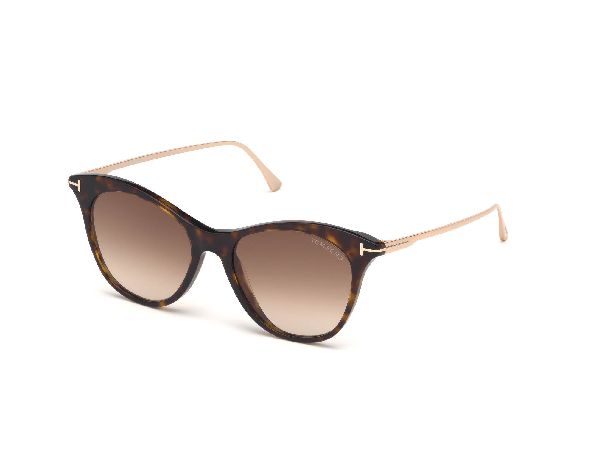 Tom Ford FT0662 Micaela cateye sunglasses in Shiny Dark Havana, Shiny Rose Gold