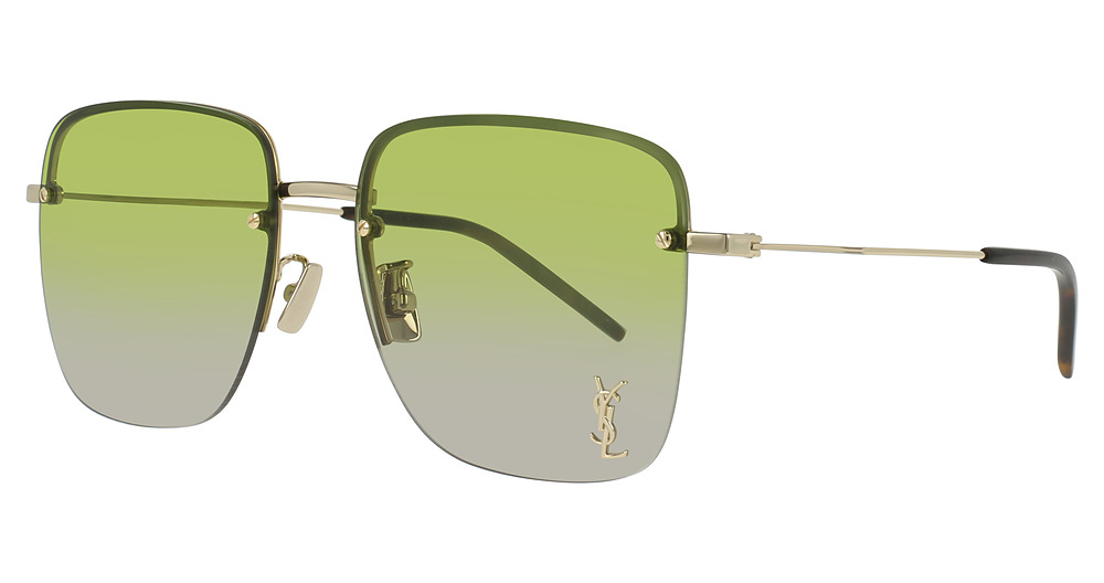 Saint Laurent SL 312 M rectangle sunglasses in Gold/Green
