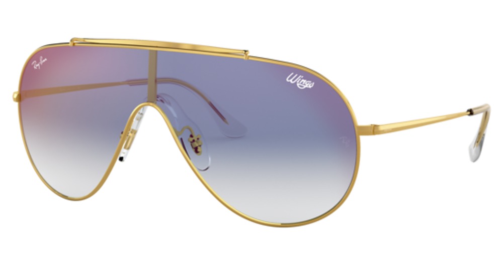 Ray-Ban RB3597 WINGS sunglasses in Arista/Clear Gradient Blue Mirror Red