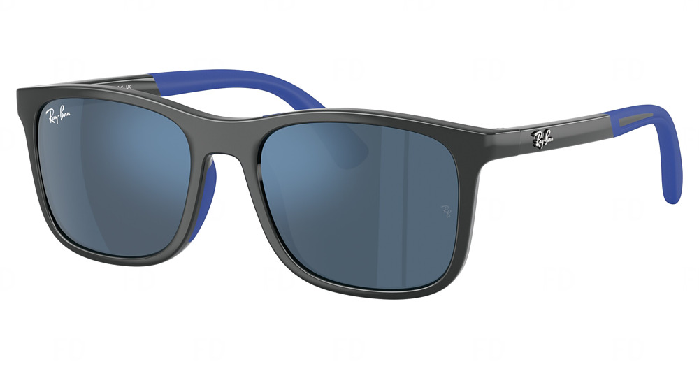 Ray-Ban RJ9084SF sunglasses in Grey on Rubber Blue/Dark Blue Mirror Blue