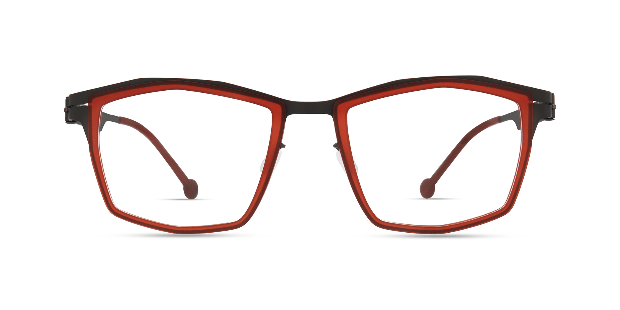 Modo TICINESE rectangle eyeglasses in Red/Gunmetal