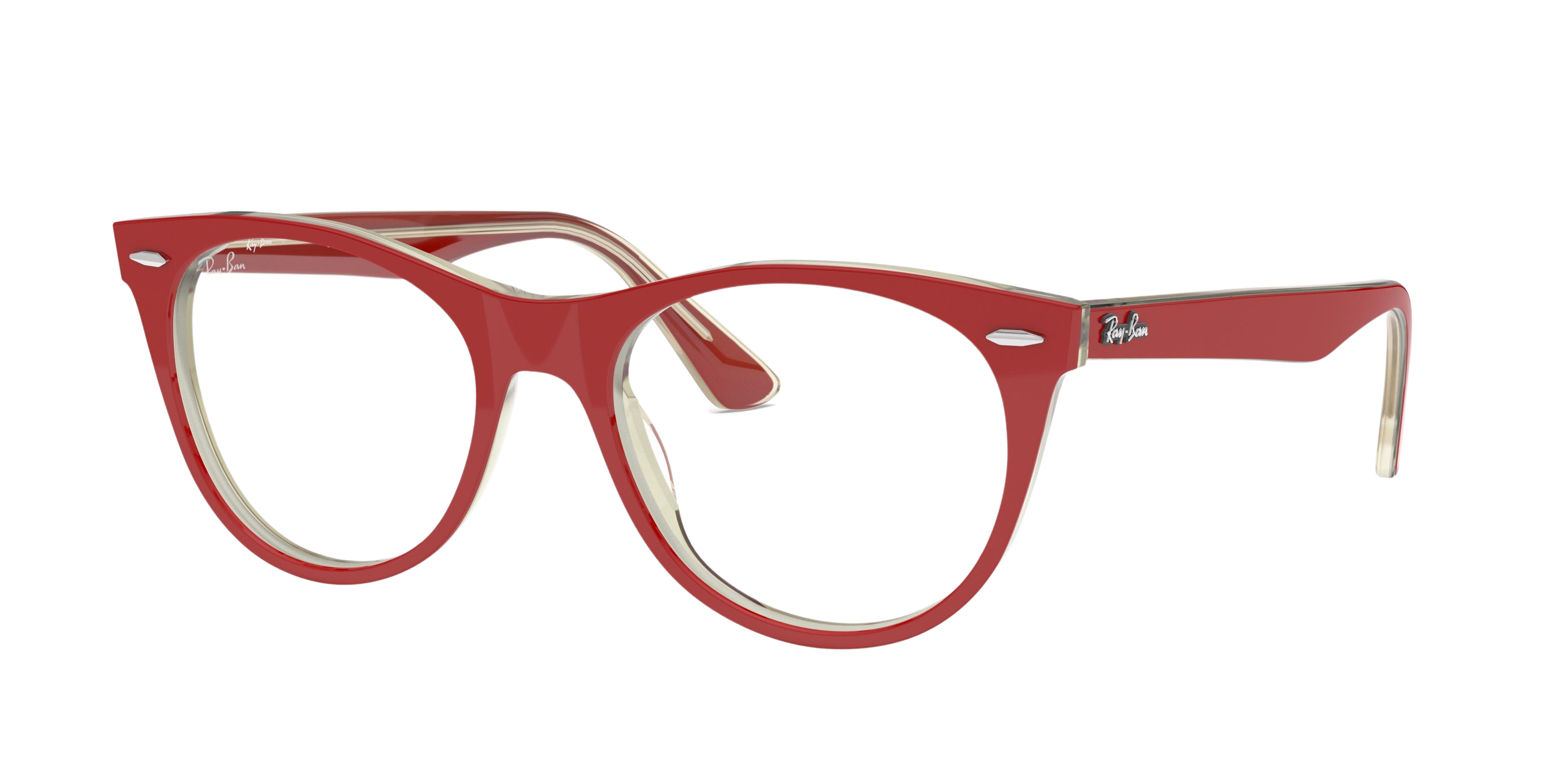 Ray-Ban RX2185V round eyeglasses in Red on Top Trasparent Grey