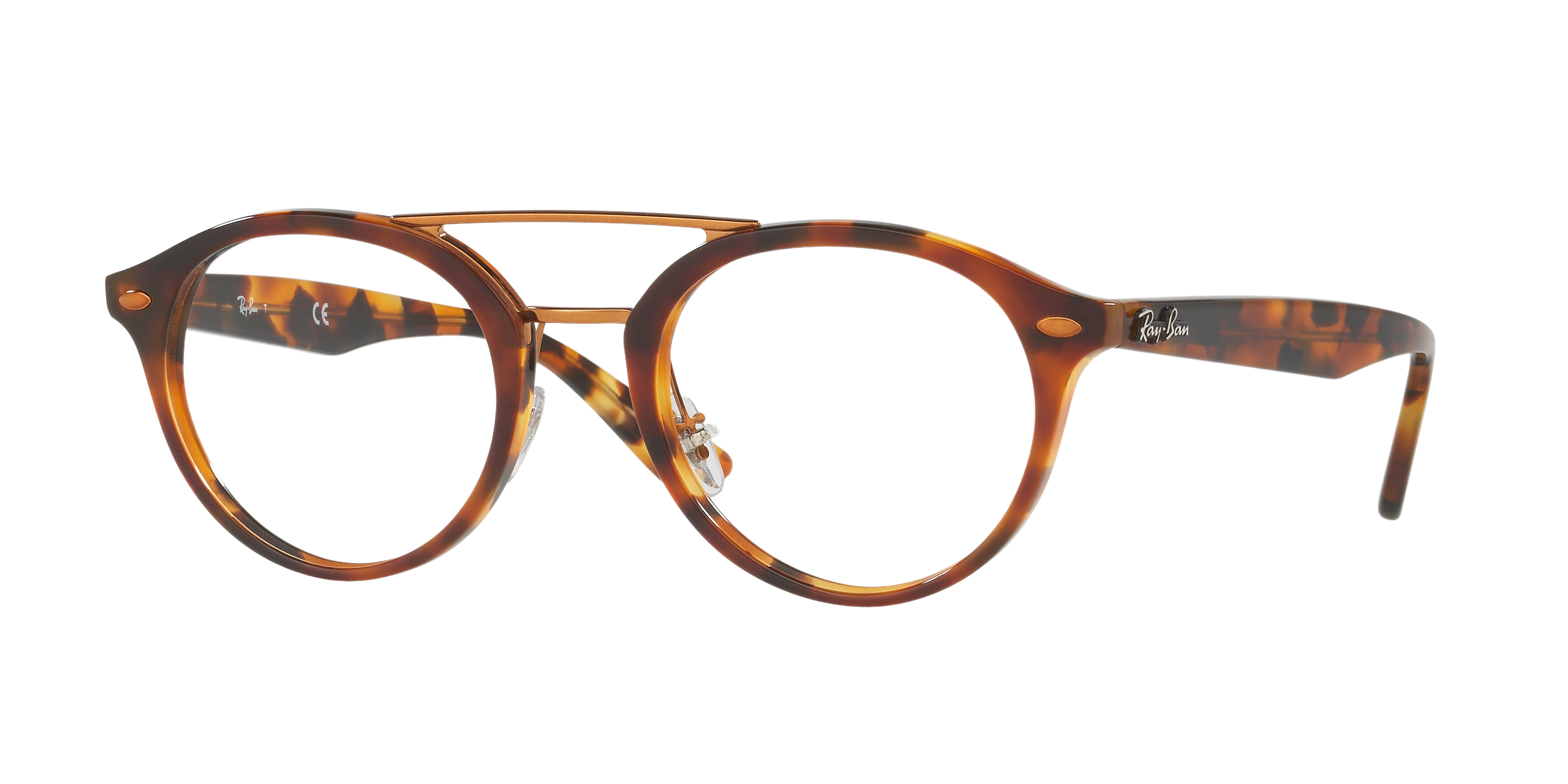 Ray-Ban RX5354 square eyeglasses in Top Havana Brown/Havana Yellow