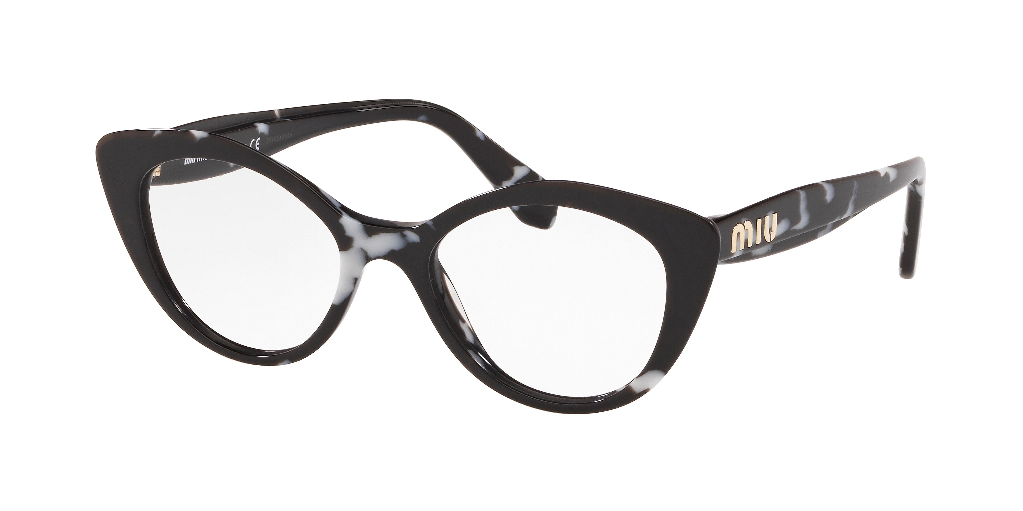 Miu Miu MU 01RV cateye eyeglasses in Havana White Black