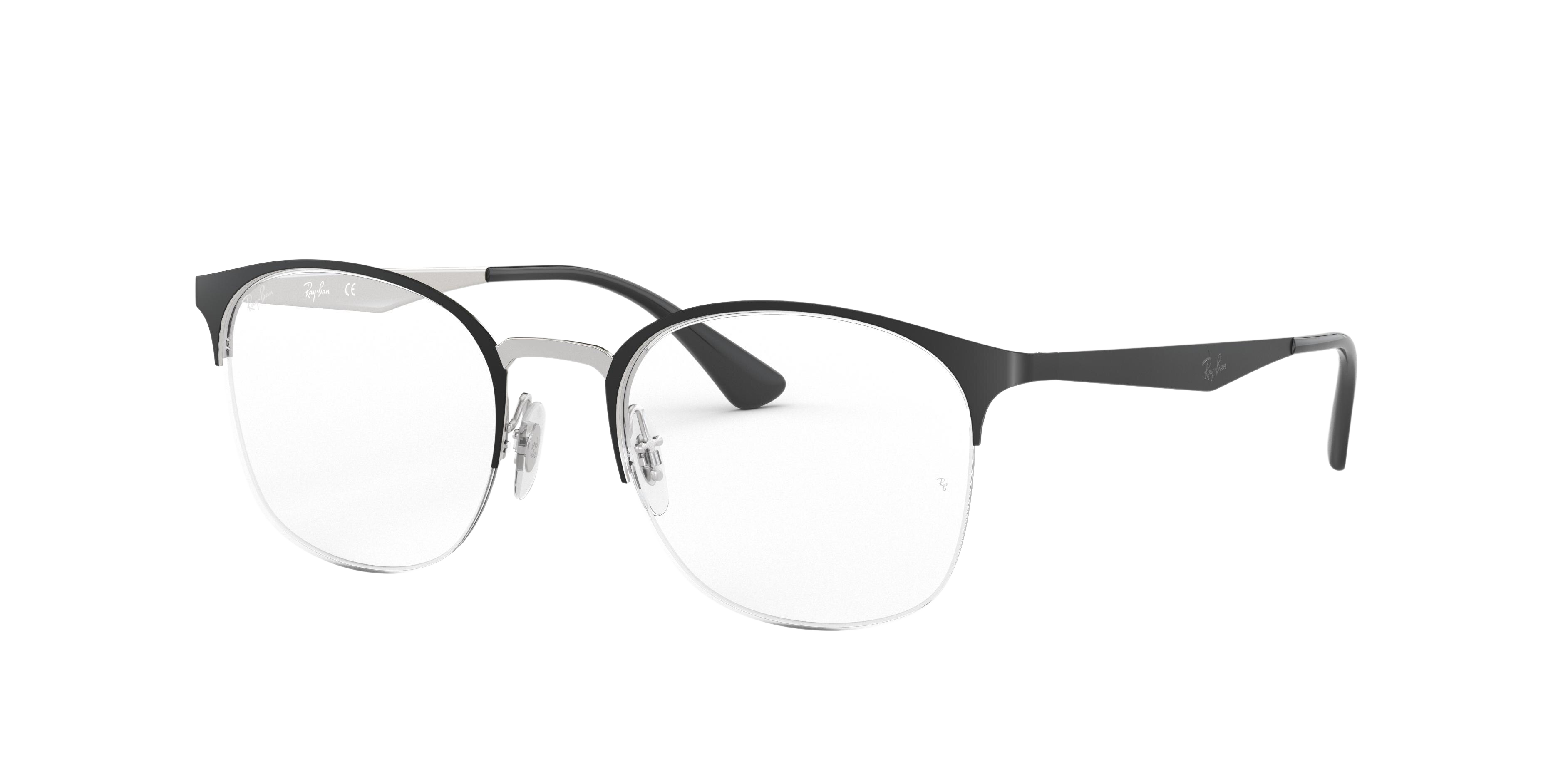 Ray-Ban RX6422 round eyeglasses in Silver on Top Matte Black