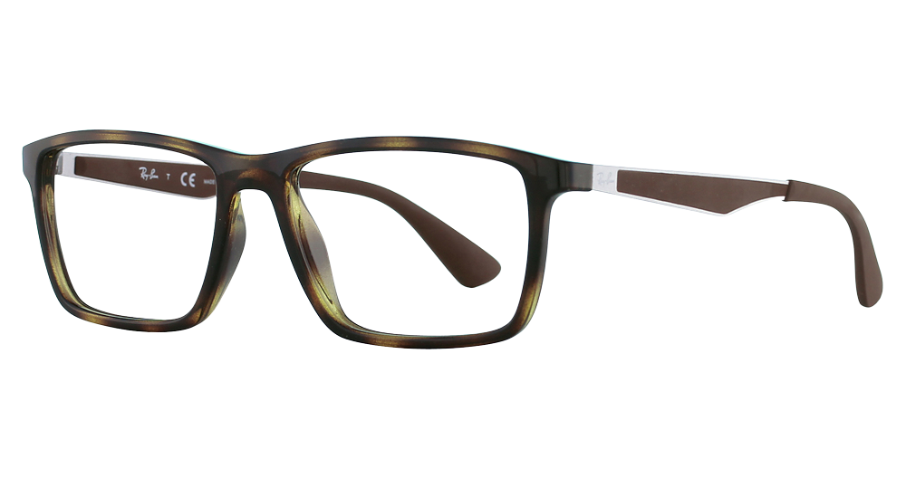 Ray-Ban RX7056 rectangle eyeglasses in Shiny Havana