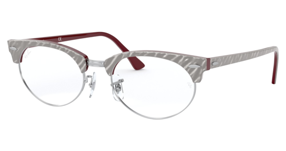 Ray-Ban RX3946V round eyeglasses in Wrinkled Grey on Bordeau