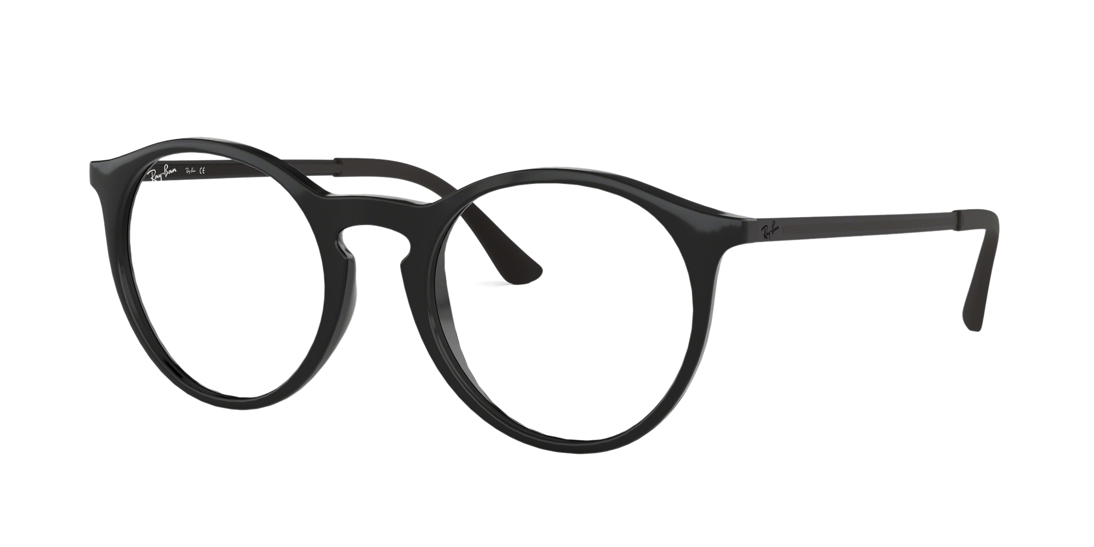 Ray-Ban RX7132 round eyeglasses in Shiny Black
