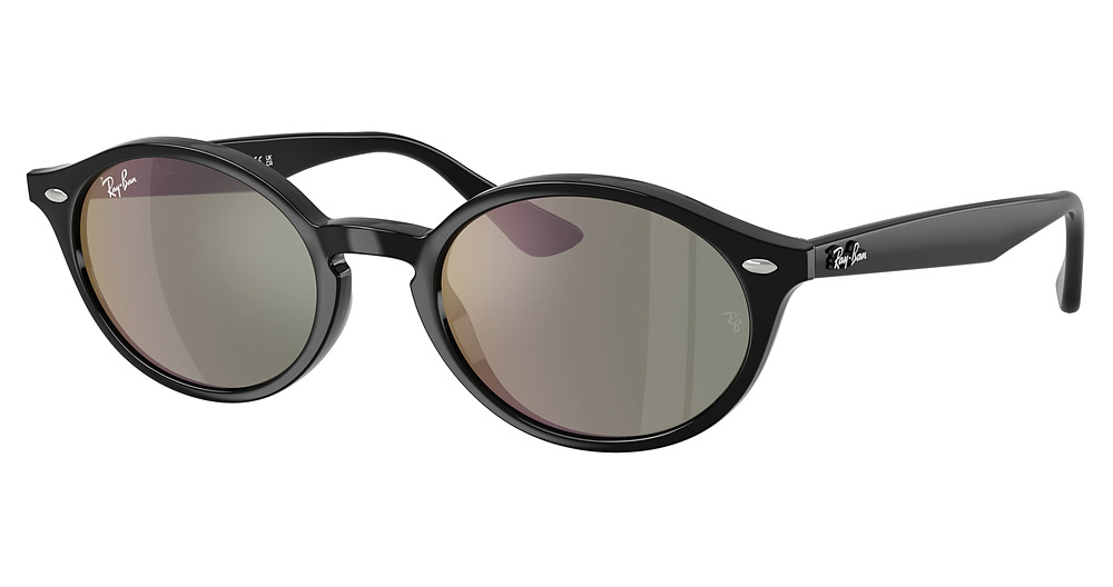 Ray-Ban RB4315 round sunglasses in Black/Grey Mirror Bronze