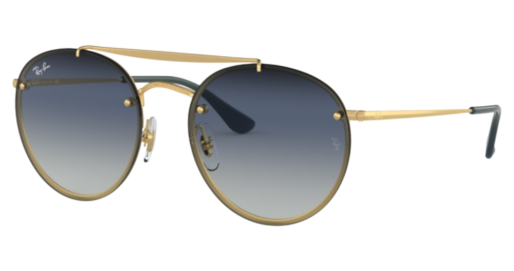Ray-Ban RB3614N round sunglasses in Demi Golss Arista/Clear/Blue/Grey Gradient