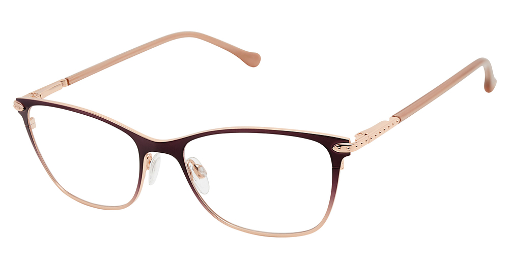 burgundy/rose gold