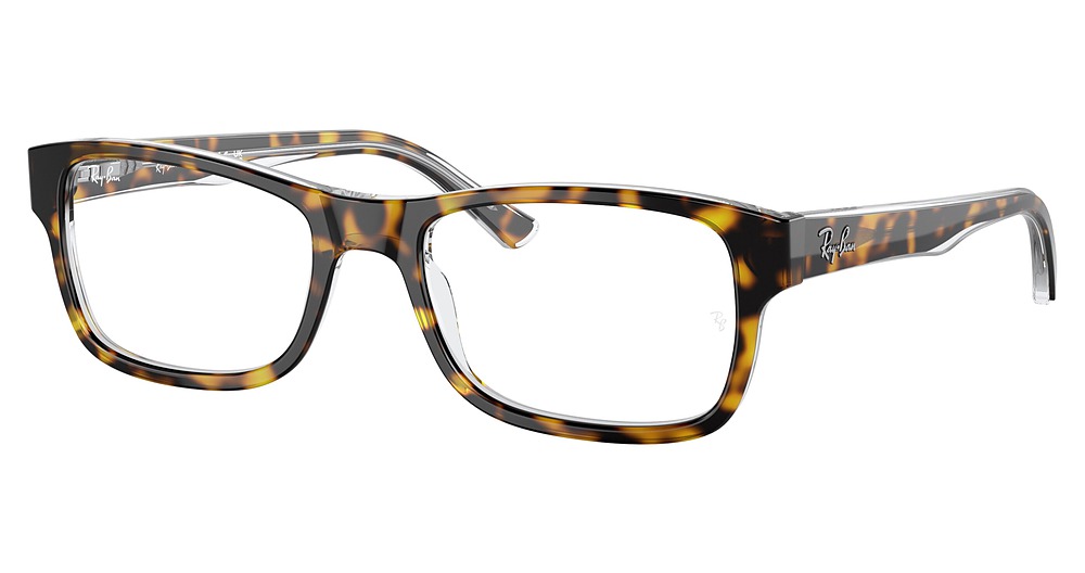 Ray-Ban RX5268 rectangle eyeglasses in Havana on Transparent