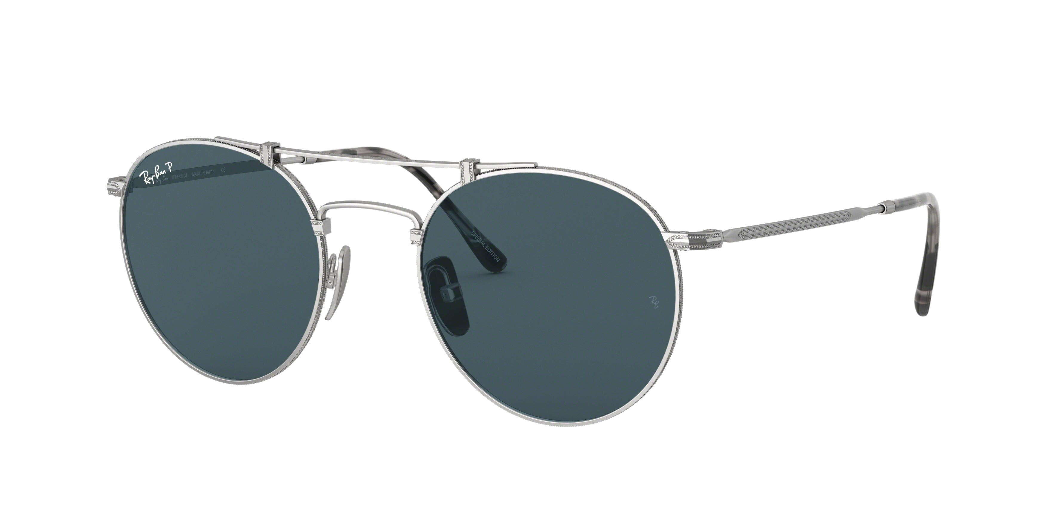 Ray-Ban RB8147M round sunglasses in Silver Demishiny