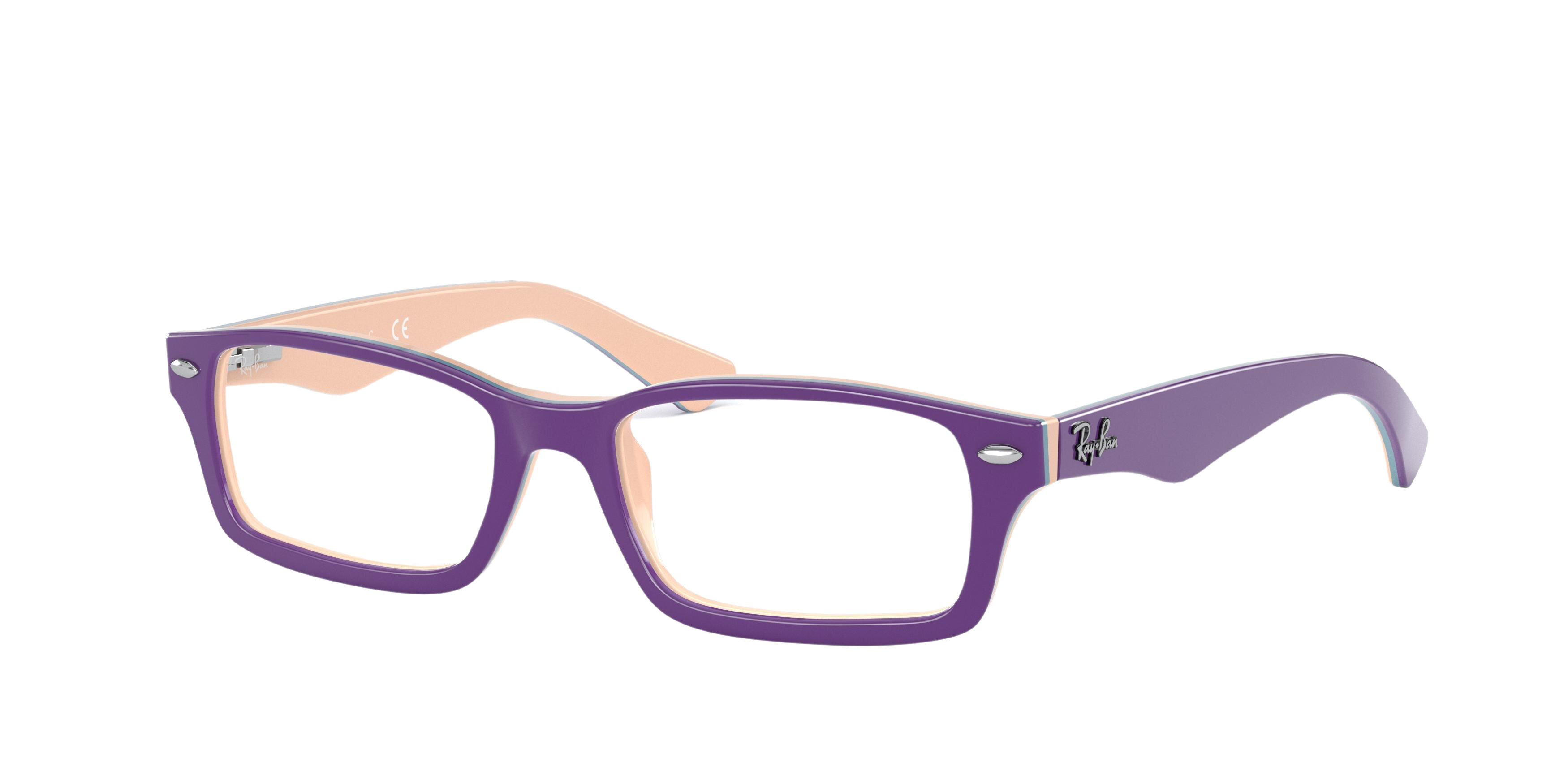 Ray-Ban RY1530 rectangle eyeglasses in Top Violet on Pink/Blue