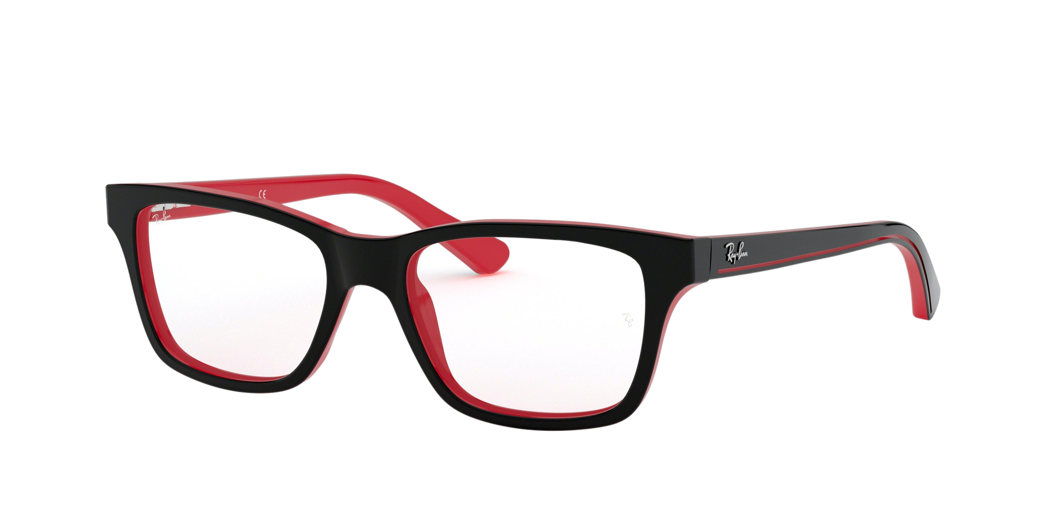 Ray-Ban RY1536 square eyeglasses in Top Black on Red