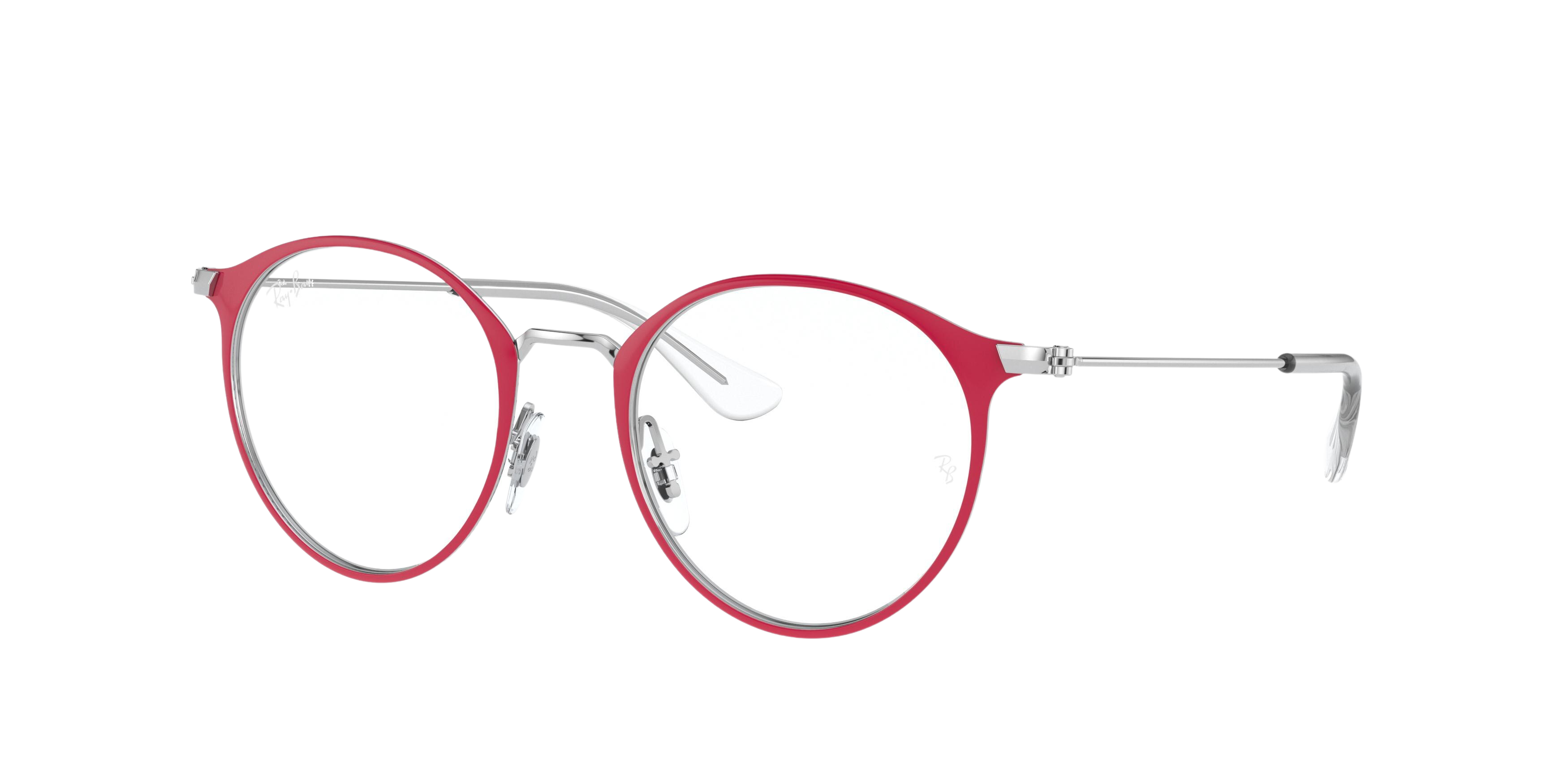 Ray-Ban RY1053 round eyeglasses in Silver on Top Red