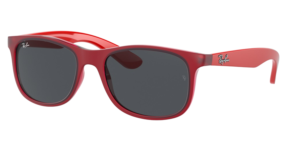 Ray-Ban RJ9062S square sunglasses in Transparent Red/Dark Grey