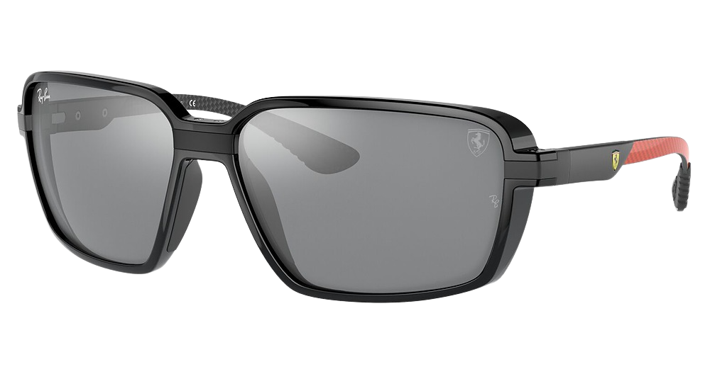 Ray-Ban RB8360M round sunglasses in Black/Grey Mirror Silver
