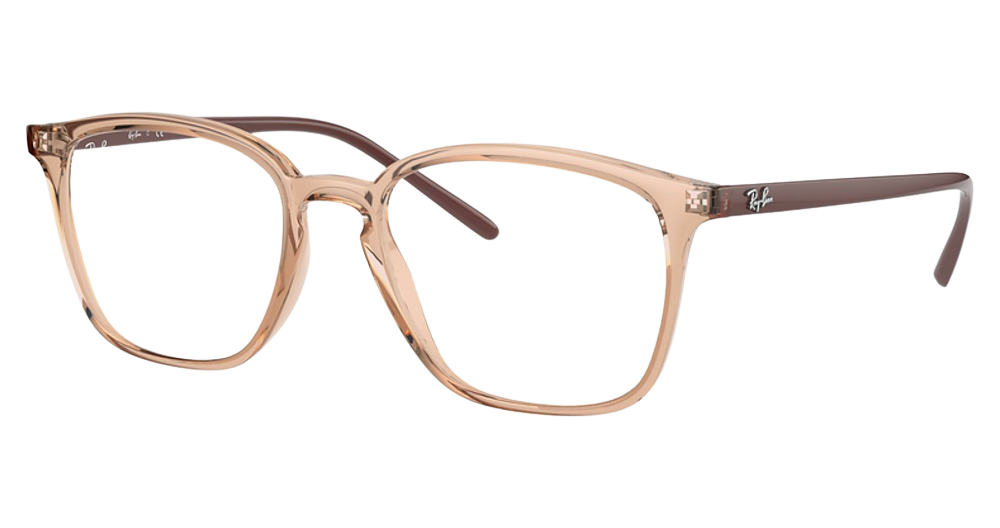 Ray-Ban RX7185F round eyeglasses in Light Brown