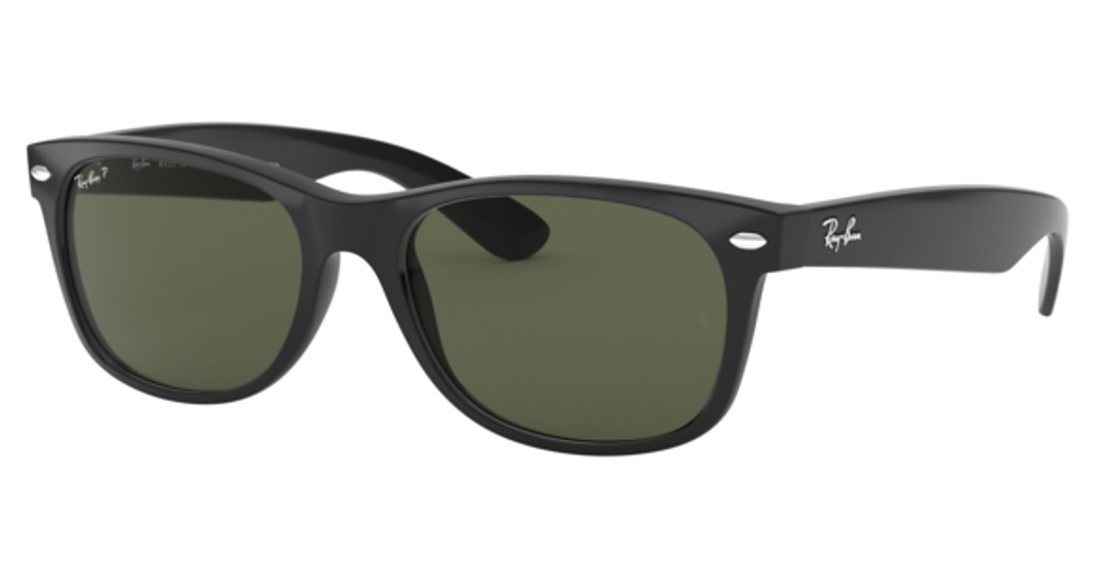 Ray-Ban RB2132F NEW WAYFARER round sunglasses in Black/Polarized Green