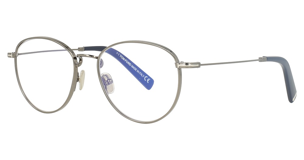 Tom Ford FT5749-B round eyeglasses in Shiny Dark Ruthenium