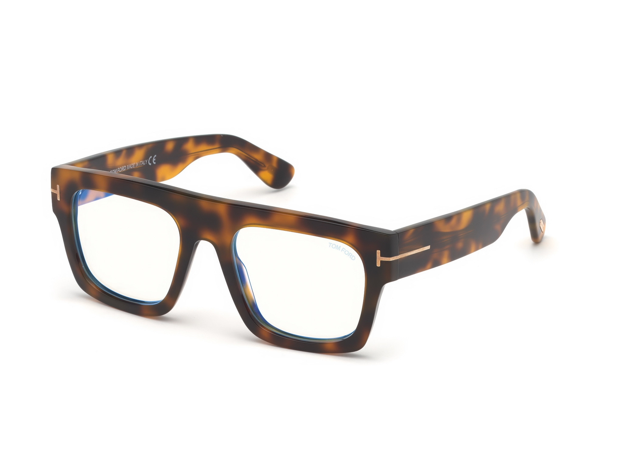Dk. Blonde Havana, Rose Gold "t" Logo/blue Block Lenses