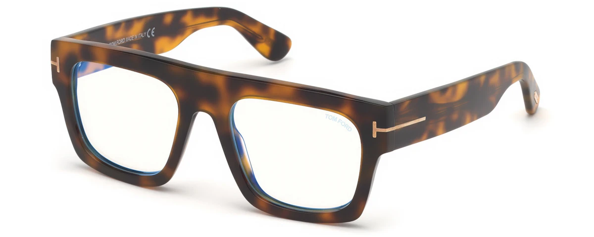Dk. Blonde Havana, Rose Gold "t" Logo/blue Block Lenses