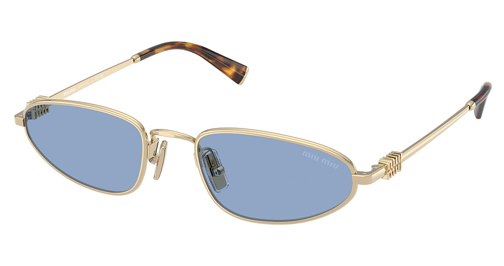 Miu Miu MU A52S round sunglasses in Pale Gold/Light Blue