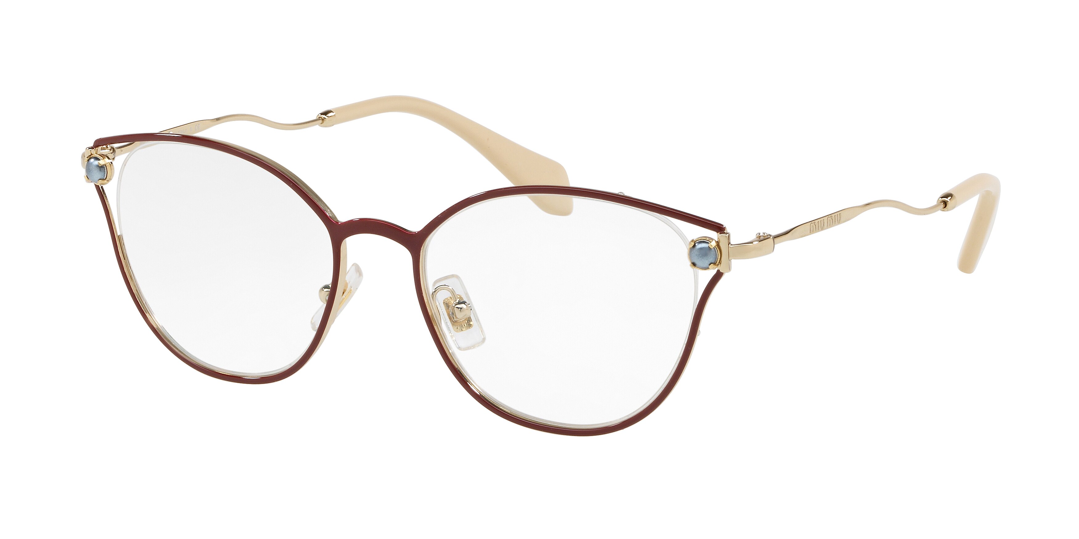 Miu Miu MU 53QV square eyeglasses in Garnet