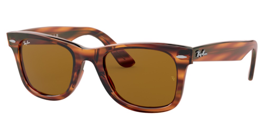 Ray-Ban RB4340 WAYFARER round sunglasses in Striped Red Havana/B 15 Brown