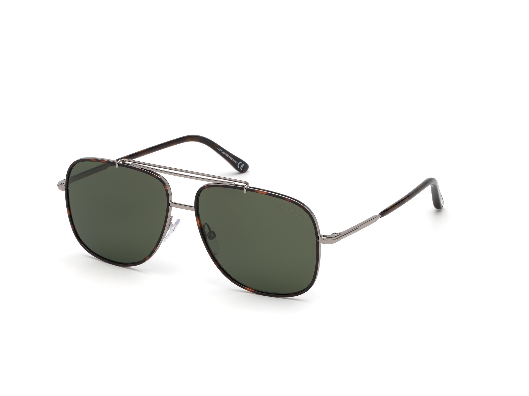Tom Ford FT0693 Benton square sunglasses in Light Ruthenium, Classic Dark