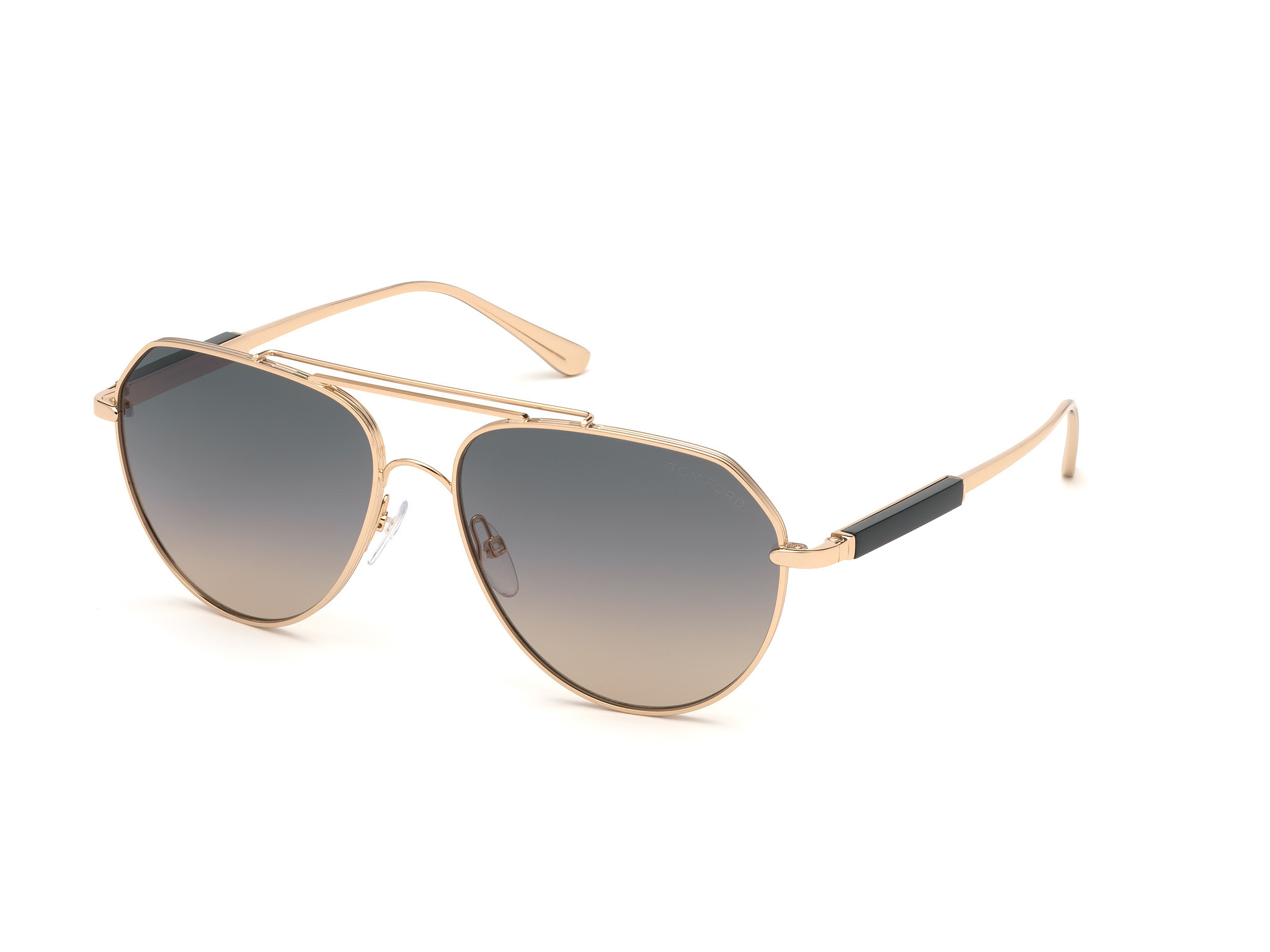 Tom Ford FT0670 Andes round sunglasses in Rose Gold, Black Acetate Temple