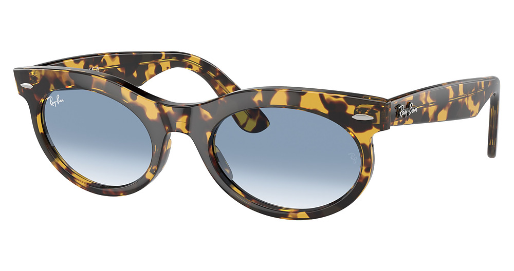 Ray-Ban RB2242F WAYFARER OVAL sunglasses in Yellow Havana/Clear Gradient Blue