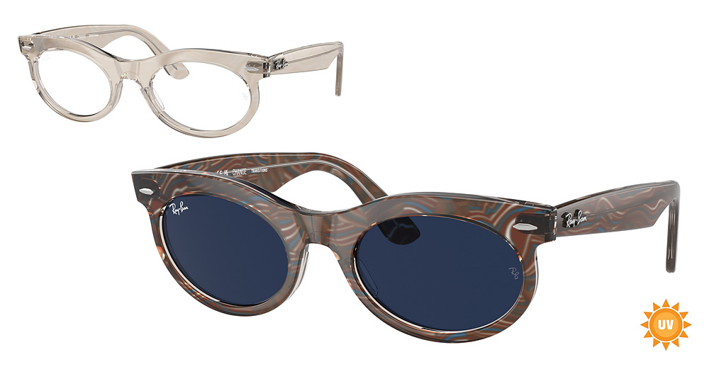 Ray-Ban RB2242 WAYFARER OVAL sunglasses in Photo Waves Grey/Transitions 8 Sapphire