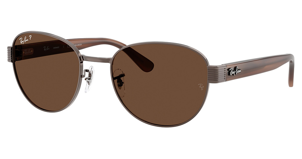 Ray-Ban RB3766CH round sunglasses in Copper/Polarized Brown