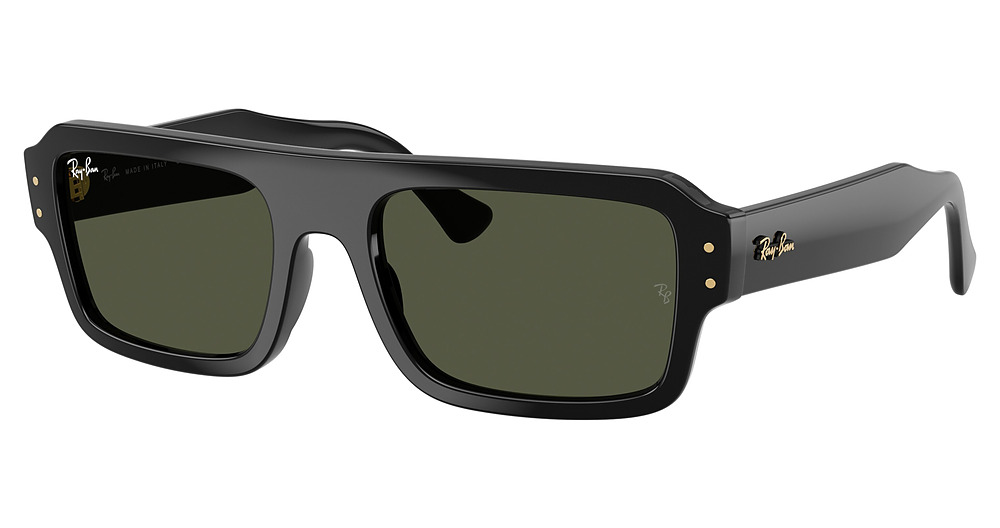 Ray-Ban RB4454F FLACKO rectangle sunglasses in Black/Green