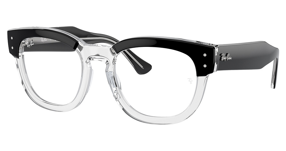 Ray-Ban RX0298V MEGA HAWKEYE round eyeglasses in Black on Transparent