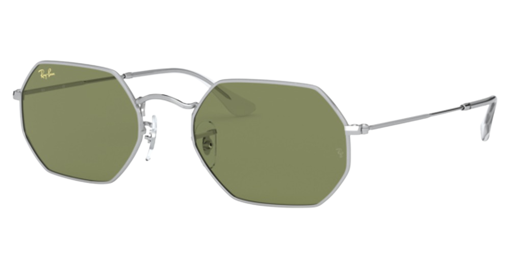 Ray-Ban RB3556 OCTAGONAL irregular sunglasses in Silver/Bottle Green